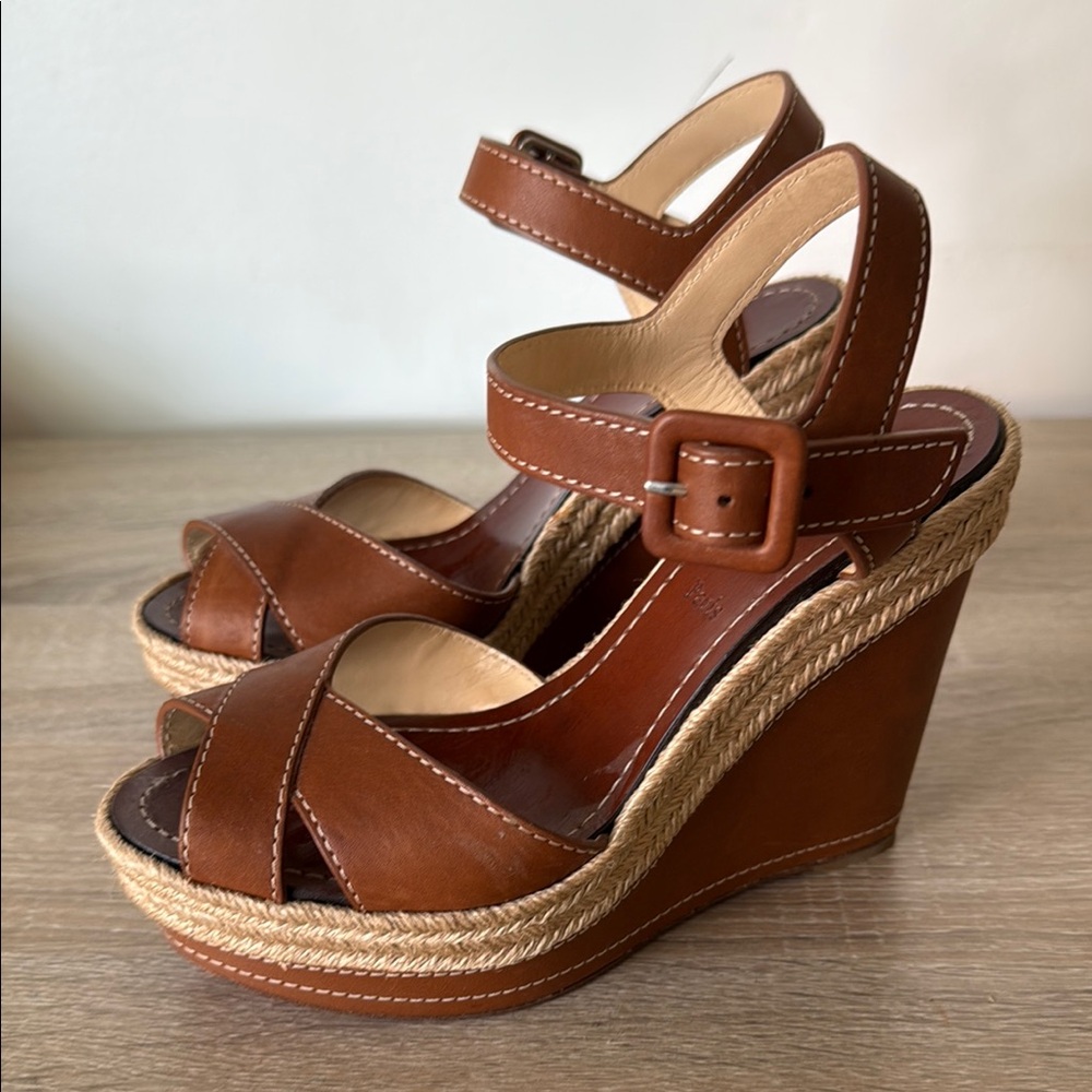 Christian Louboutin Brown Leather Wedge Sandals